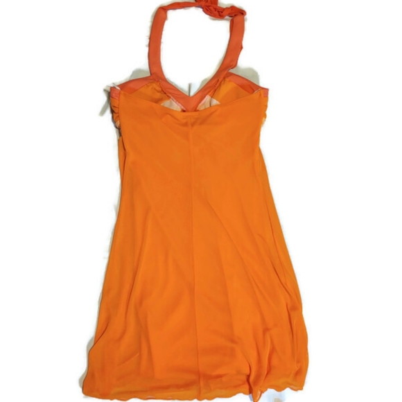 NWOT BCX Dress with strap neck tie. Orange and pink. Polyester - Picture 3 of 3